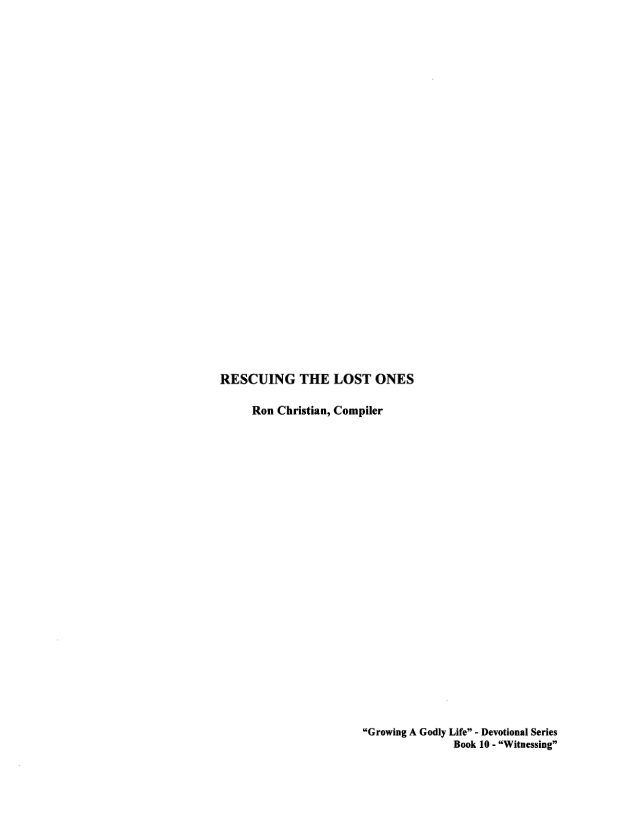 Cover of Rescuing the Lost Ones